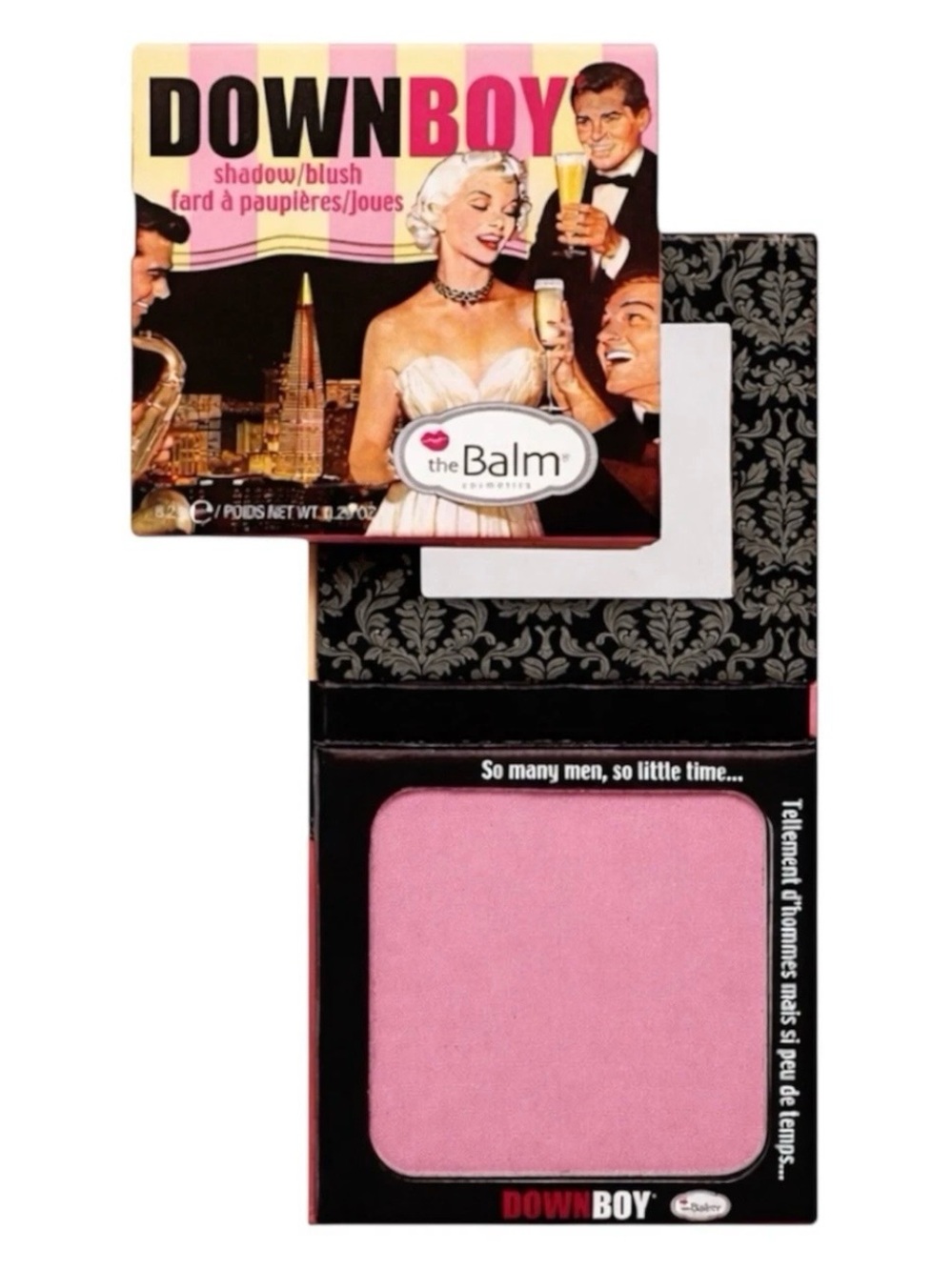 theBalm Down Boy Shadow/Blush Pressed Powder Single Compact, Pink shade NIB